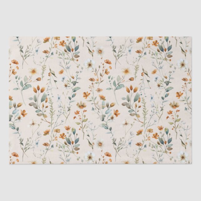  Watercolour wildflower boho Tissue Paper (Front)