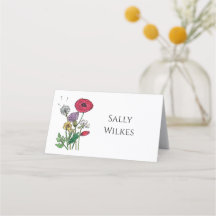 Watercolour Wildflower  Place Card