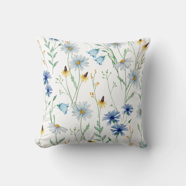 Watercolour Wildflower Throw Pillow Cover  (Front)