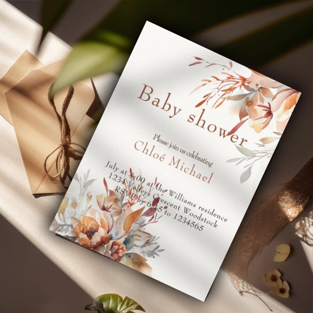 Watercolour wildflowers Baby shower  Invitation (Creator Uploaded)