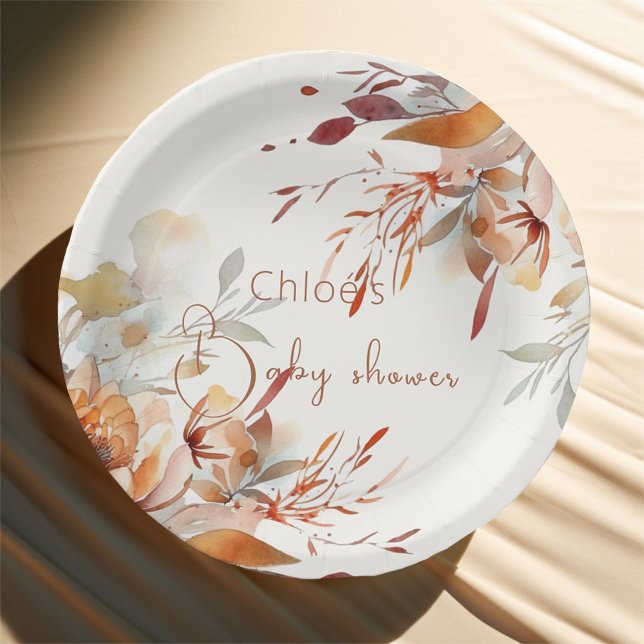 Watercolour wildflowers baby shower  paper plate (Creator Uploaded)