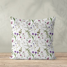 Watercolour Wildflowers  Cushion
