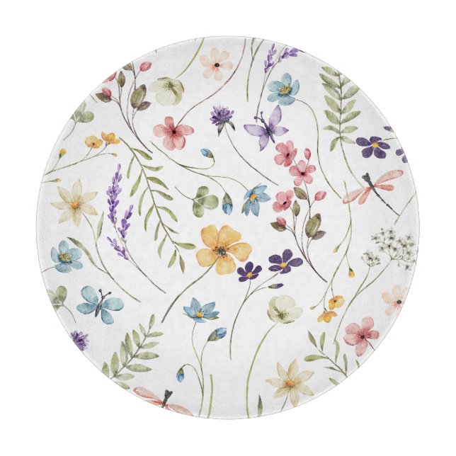 Watercolour Wildflowers | Cutting Board (Front)