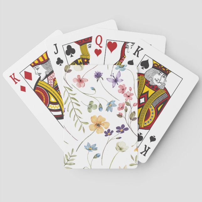 Watercolour Wildflowers | Playing Cards (Back)