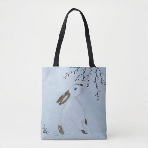 Watercolour Winter Bunny Rabbit Tote Bag