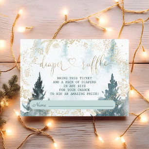 Watercolour Winter Scenery Gold Diaper Raffle Enclosure Card