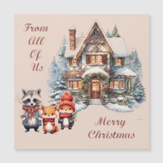 Watercolour Woodland Christmas Magnetic Card