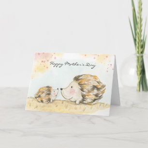 watercolour woodland hedgehog mothers day card