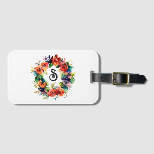 Watercolour Wreath  Luggage Tag