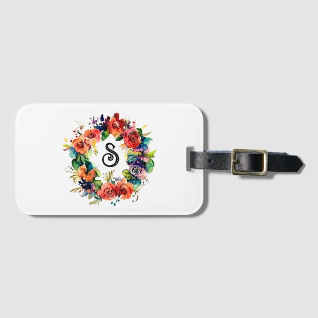 Watercolour Wreath  Luggage Tag (Front Horizontal)