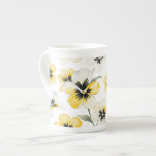 Watercolour Yellow Floral Bone China Mug