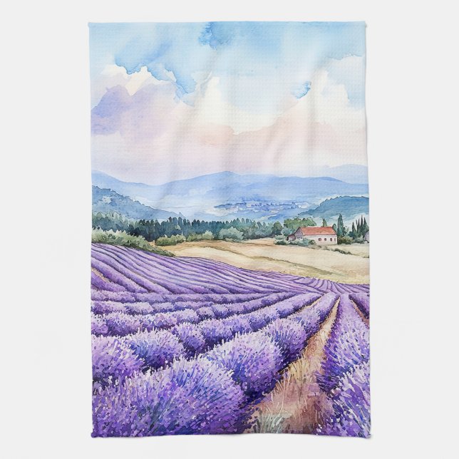 Watercolours beautiful lavender fields tea towel (Creator Uploaded)