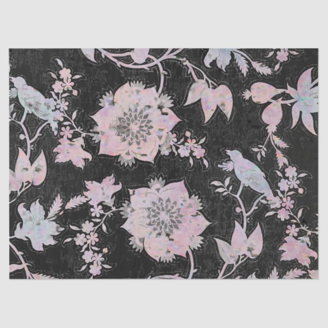 Watercolours pink blue black elegant pattern  tissue paper (Front)