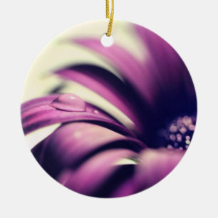 Waterdrop on Purple Gerbera Daisy Ceramic Ornament