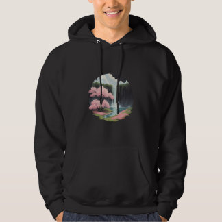 Waterfall and Cherry Blossoms Hoodie