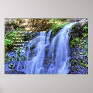 Waterfall and Moss HDR Print w/Scripture Verse