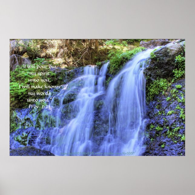 Waterfall and Moss HDR Print w/Scripture Verse (Front)