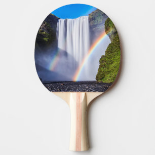 Waterfall and rainbow ping pong paddle