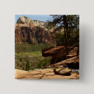 Waterfall at Emerald Pools in Zion National Park 15 Cm Square Badge