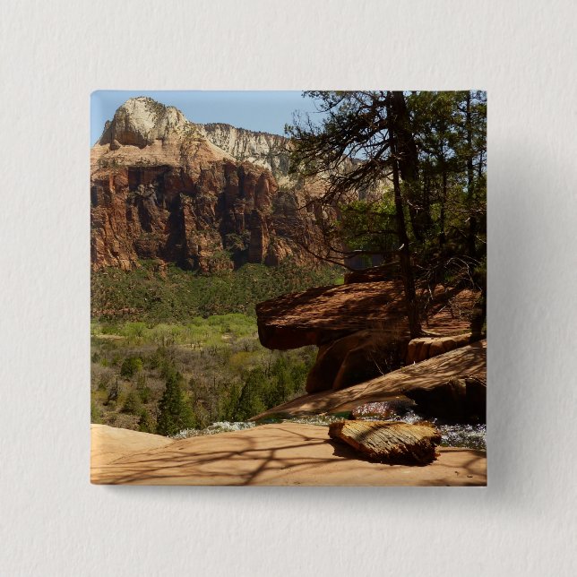 Waterfall at Emerald Pools in Zion National Park 15 Cm Square Badge (Front)