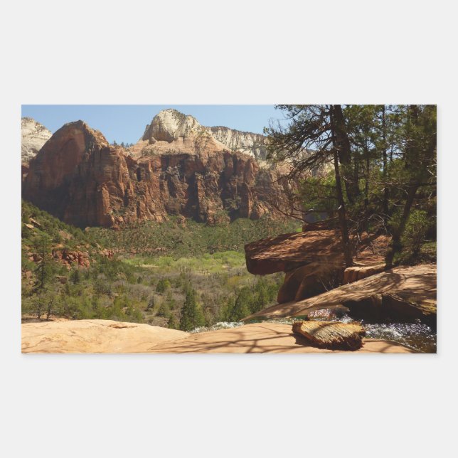 Waterfall at Emerald Pools in Zion National Park Rectangular Sticker (Front)