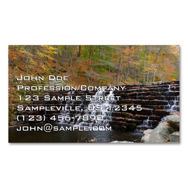 Waterfall at Laurel Hill State Park I Magnetic Business Card (Front)