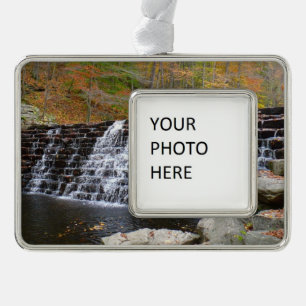Waterfall at Laurel Hill State Park I Silver Plated Framed Ornament