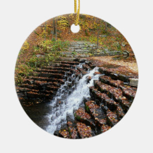 Waterfall at Laurel Hill State Park II Ceramic Ornament