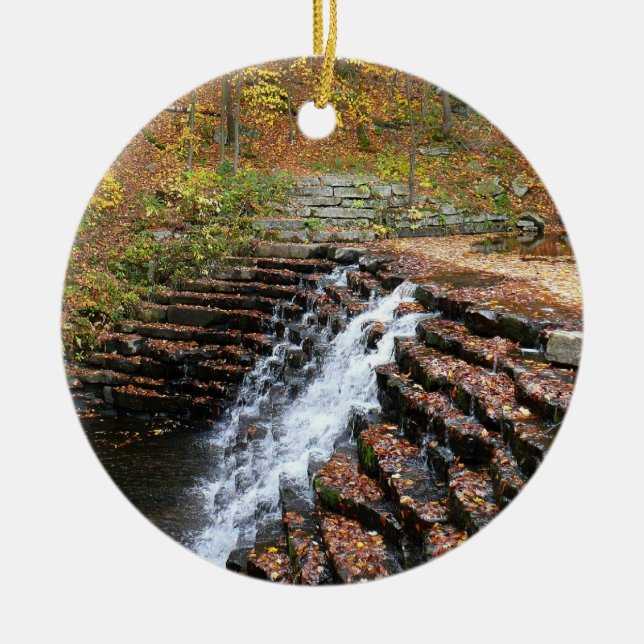 Waterfall at Laurel Hill State Park II Ceramic Ornament (Front)