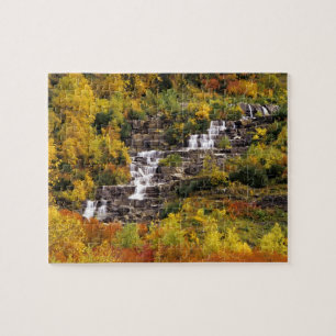 Waterfall below Mt Cannon in Glacier National Jigsaw Puzzle