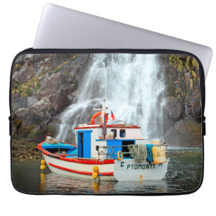 Waterfall & boat, Chile Laptop Sleeve
