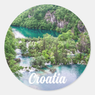 Waterfall cascade in Plitvice Lakes Park, Croatia Classic Round Sticker