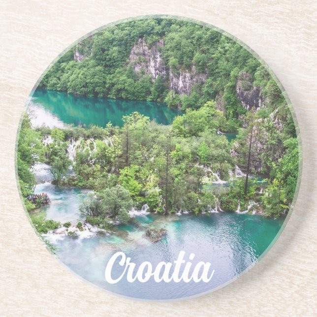 Waterfall cascade in Plitvice Lakes Park, Croatia Coaster (Front)
