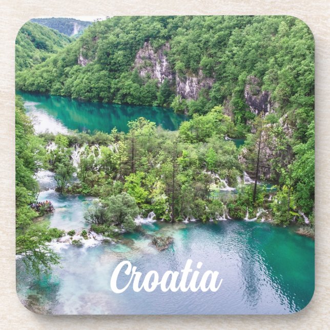 Waterfall cascade in Plitvice Lakes Park, Croatia Coaster (Front)
