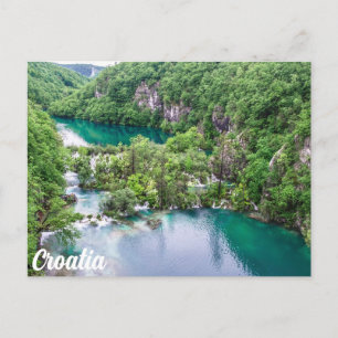 Waterfall cascade in Plitvice Lakes Park, Croatia Postcard