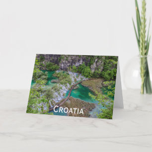 Waterfall cascade of Plitvice lakes park Holiday C Card