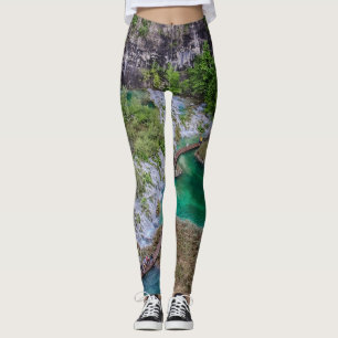 Waterfall cascade of Plitvice lakes park Leggings