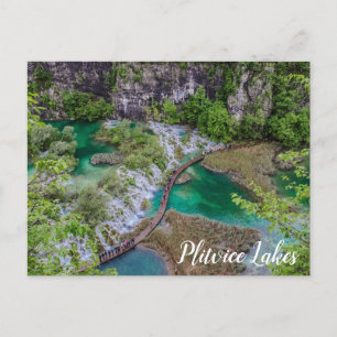 Waterfall cascade of Plitvice lakes park Postcard