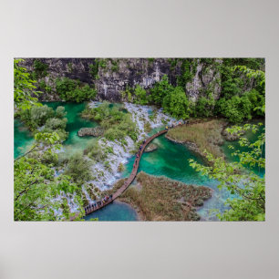 Waterfall cascade of Plitvice lakes park Poster