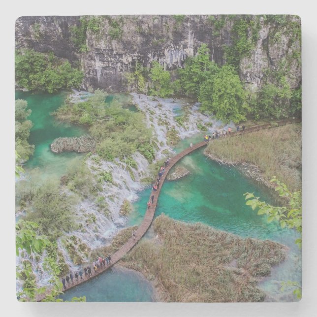 Waterfall cascade of Plitvice lakes park Stone Coaster (Front)