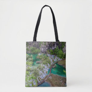 Waterfall cascade of Plitvice lakes park Tote Bag