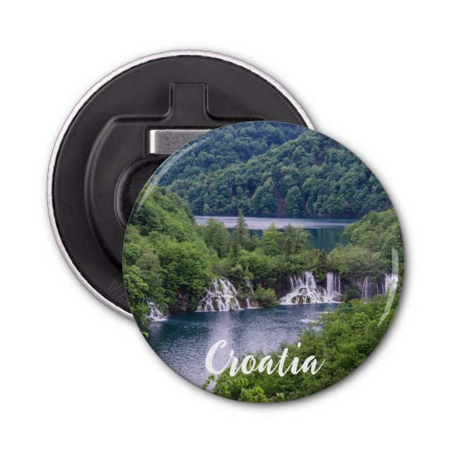 Waterfall cascade with green forest in Croatia Bottle Opener (Front)