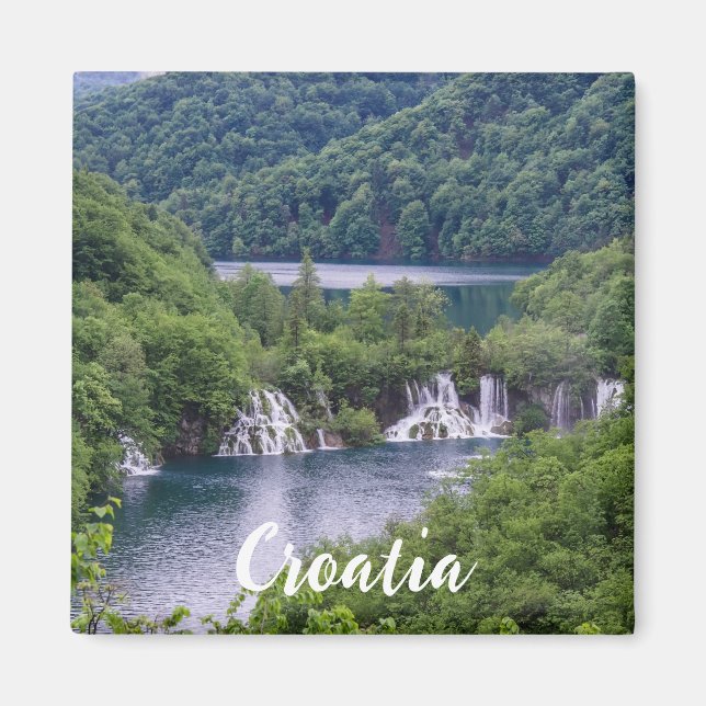 Waterfall cascade with green forest in Croatia Magnet (Front)