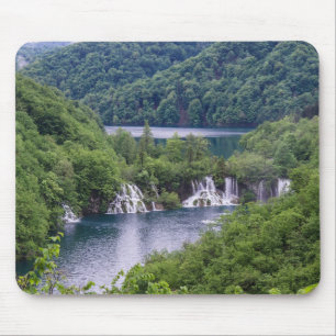 Waterfall cascade with green forest in Croatia Mouse Pad