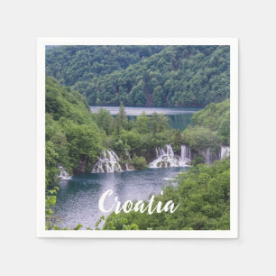 Waterfall cascade with green forest in Croatia Napkin