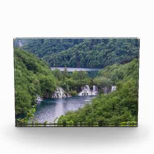 Waterfall cascade with green forest in Croatia Photo Block