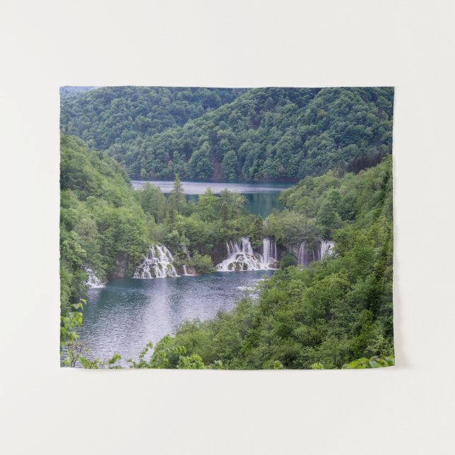 Waterfall cascade with green forest in Croatia Tapestry (Front (Horizontal))