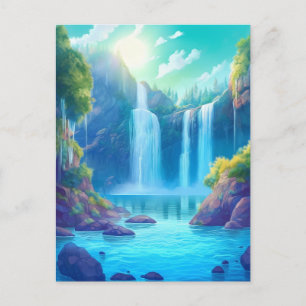 Waterfall Fantasy Enchanted Landscape Postcard