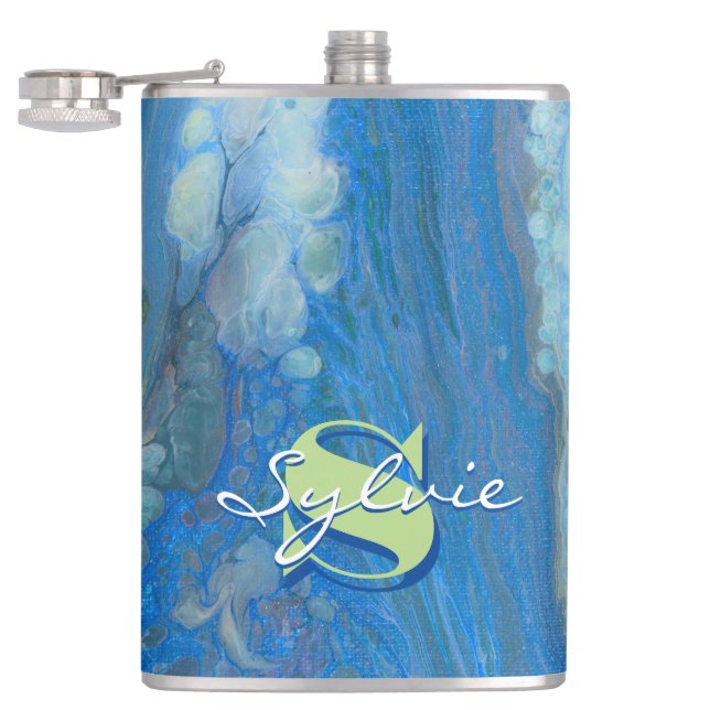 Waterfall Fluid Painting Hip Flask (Opened)