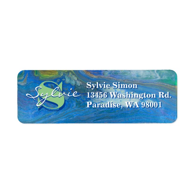 Waterfall Fluid Painting Return Address Label (Front)